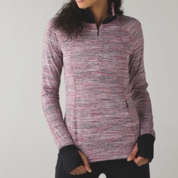 Lululemon Runderful 1/2 Zip Space Dye Camo Berry Rumble Multi Black Size 4 - Picture 1 of 7